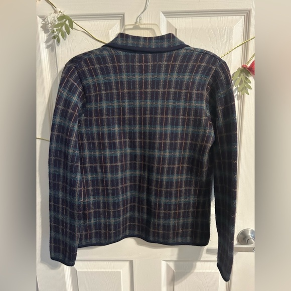 Vintage Koret Petite 100% Wool Collared Button Down Plaid Cardigan - MP - Picture 4 of 6